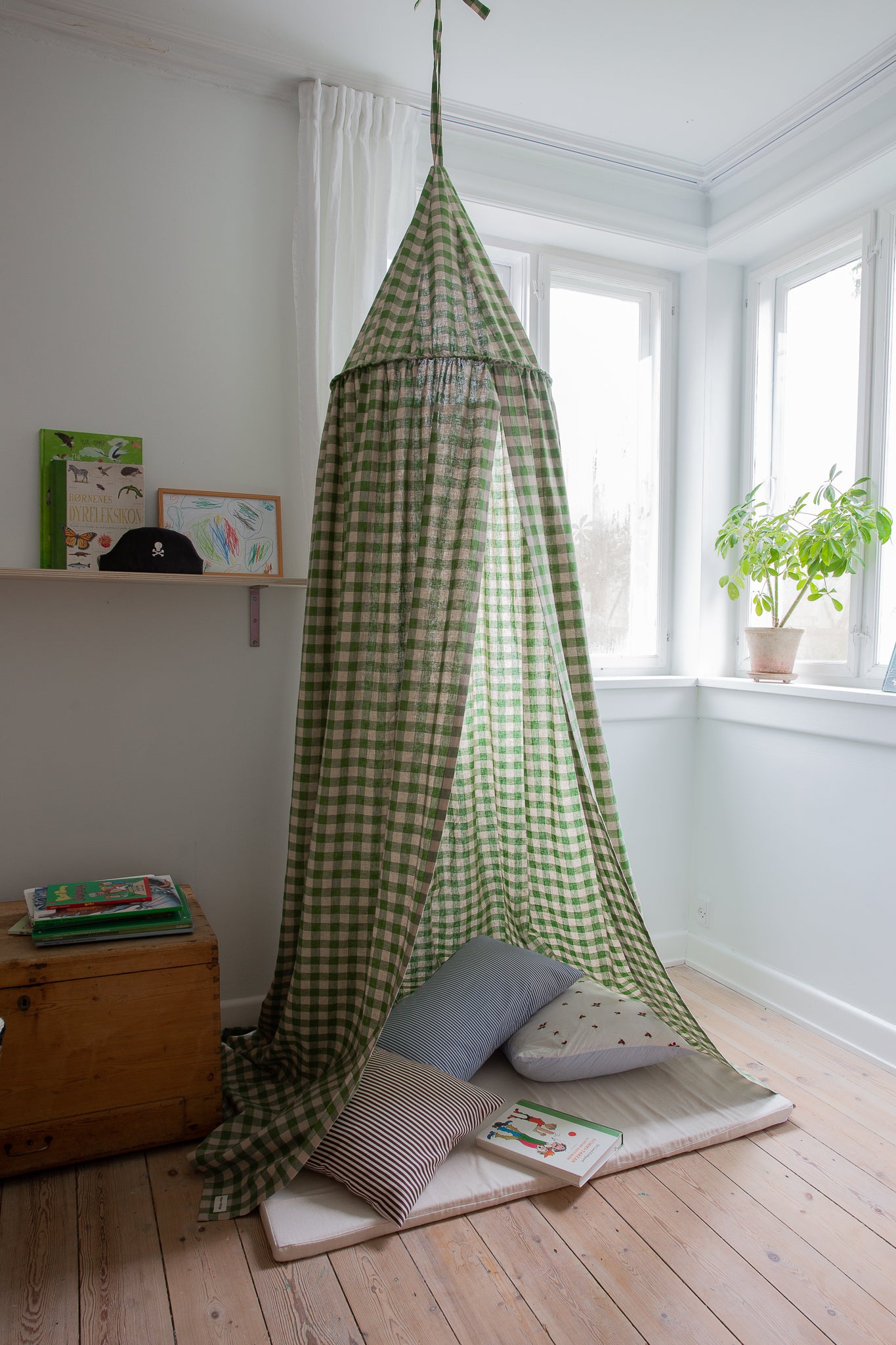 Bed Canopy Green Soft Gingham Canopy – Minor Things