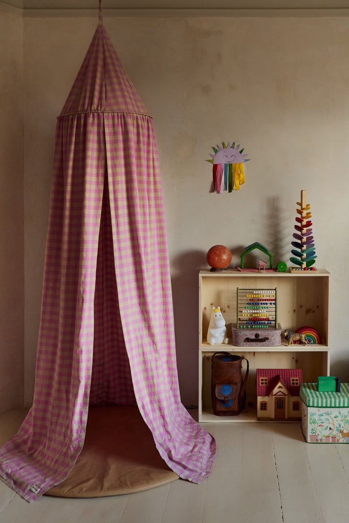 Bed Canopy Pink Soft Gingham Checkered Linen/Cotton Minor Things